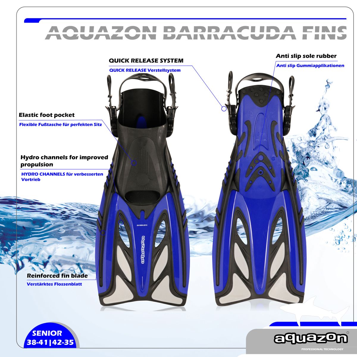 AQUAZON BARRACUDA Schwimmflossen, Schnorchelflossen