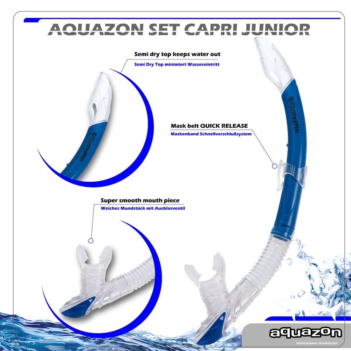 CAPRI mit Schnorchel, hochwertiges Schnorchelset, Kinder
