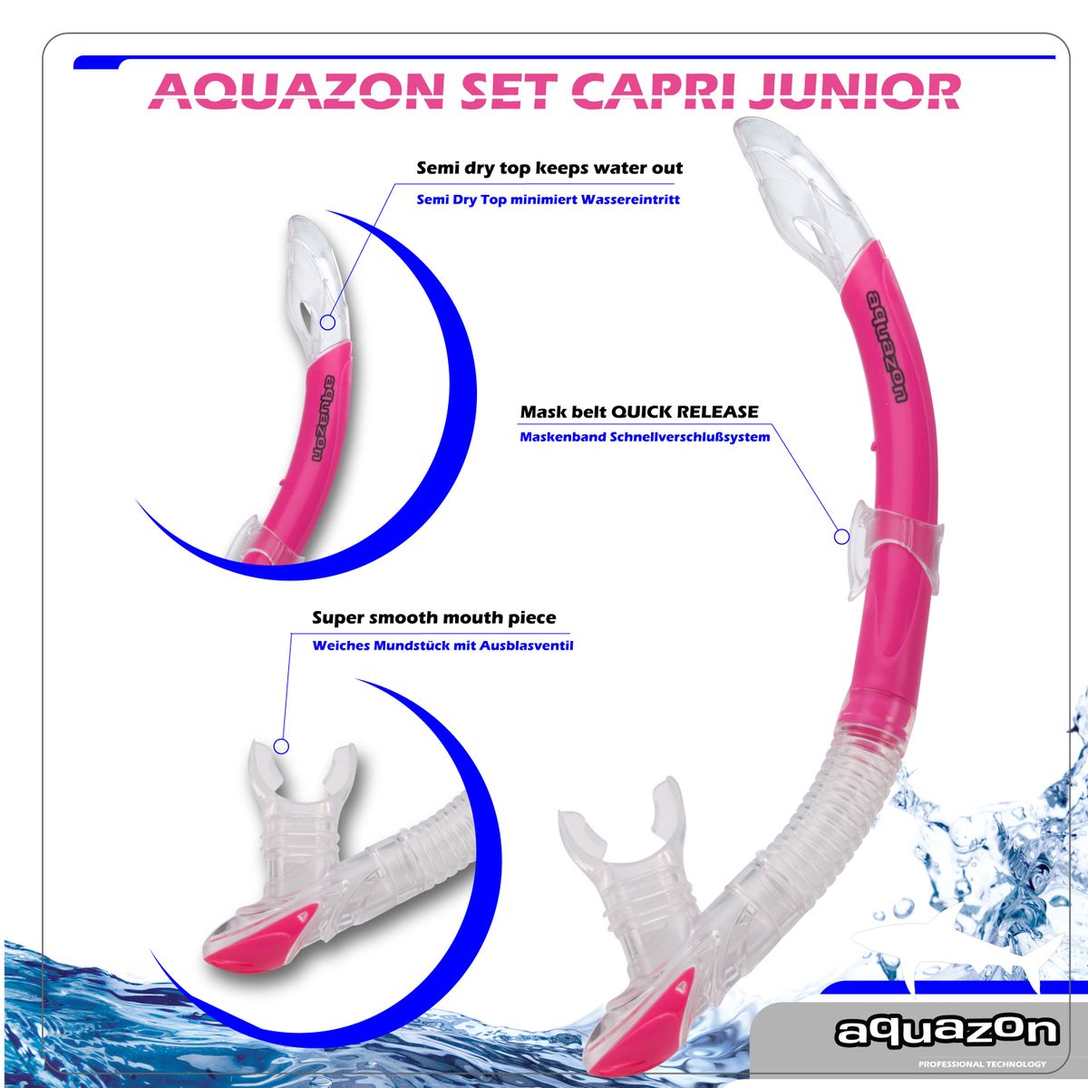 CAPRI mit Schnorchel, hochwertiges Schnorchelset, Kinder