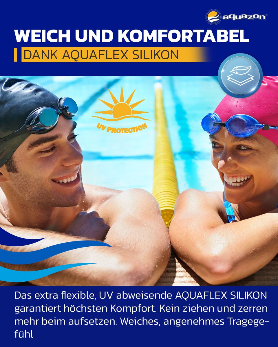 AQUAZON Premium Badekappe Damen, Herren für Erwachsene