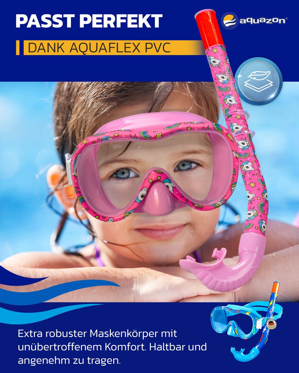 AQUAZON KIDS preisgünstiges Schnorchelset für Kinder von 4-9 Jahren