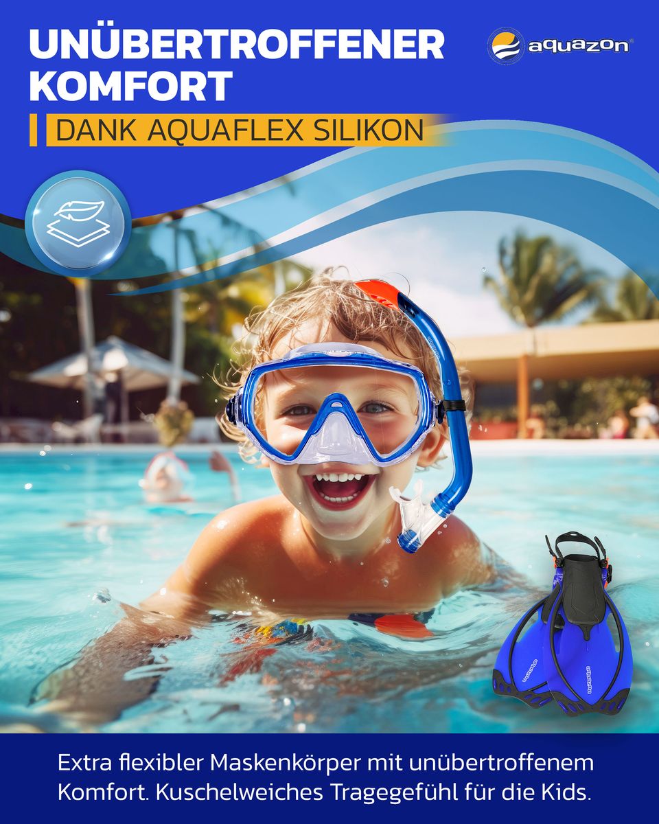 MIAMI mit Schnorchel und Flossen, Schnorchelset, für Kinder