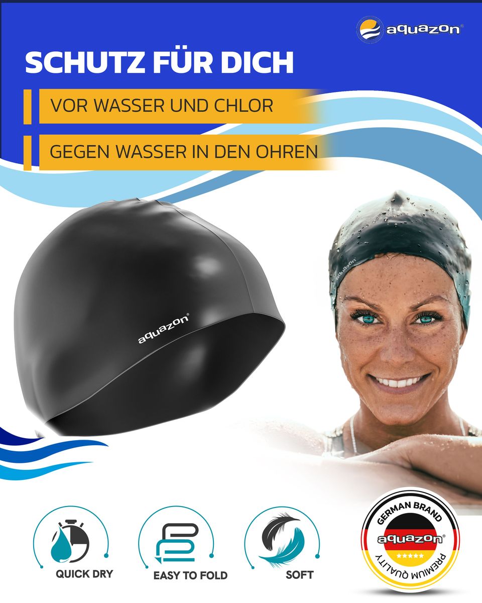 AQUAZON Premium Badekappe Damen, Herren für Erwachsene