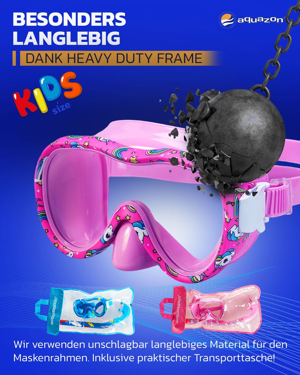 AQUAZON KIDS preisgünstiges Schnorchelset für Kinder von 4-9 Jahren