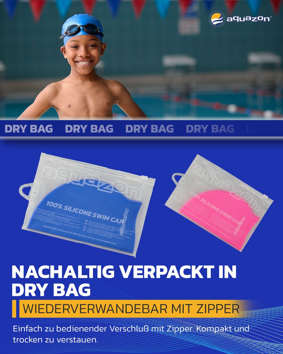 AQUAZON Premium Badekappe für Kinder, Jungen und Mädchen