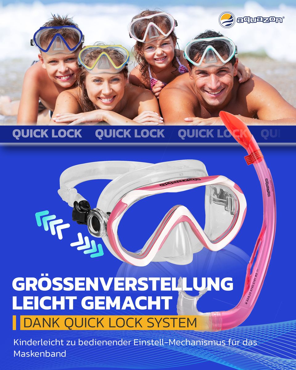 KORFU mit Schnorchel, Schnorchelset für Kinder 7-12 Jahren