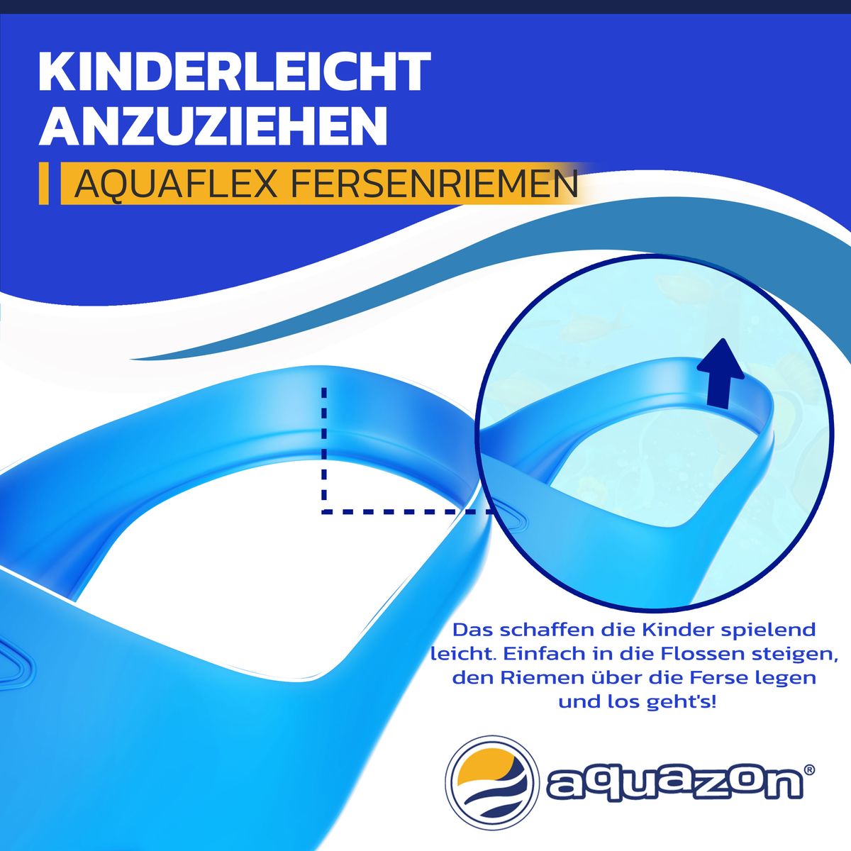 Kinder Schwimmflossen JOY, leicht anzuziehen in Größen 28 - 35