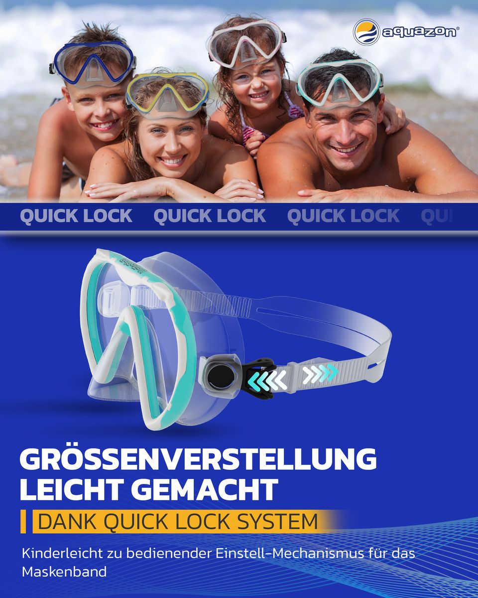 BEACH, Schnorchelbrille für Kinder 7-12 Jahre, Silikon