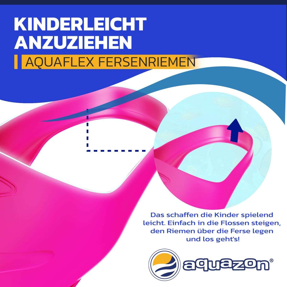 Kinder Schwimmflossen JOY, leicht anzuziehen in Größen 28 - 35