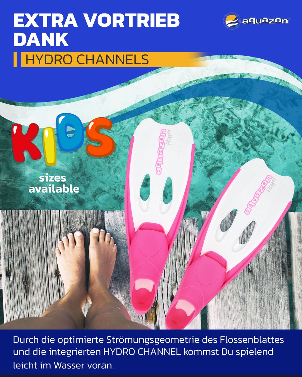 FLIPPER Robuste Schnorchel- Schwimmflossen für Kinder, Damen