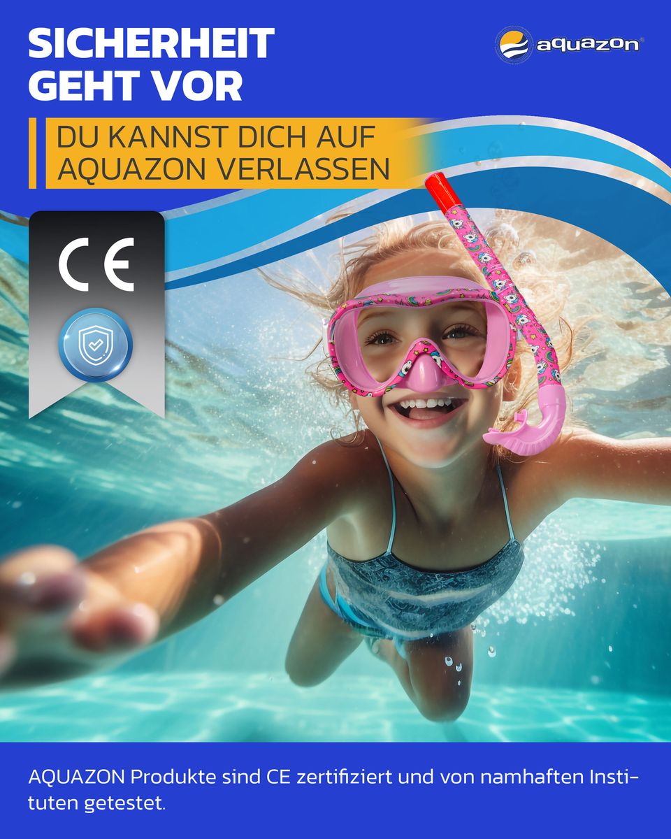 AQUAZON KIDS preisgünstiges Schnorchelset für Kinder von 4-9 Jahren