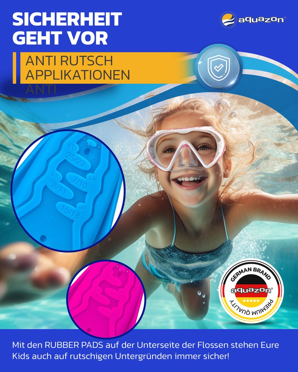 Kinder Schwimmflossen JOY, leicht anzuziehen in Größen 28 - 35