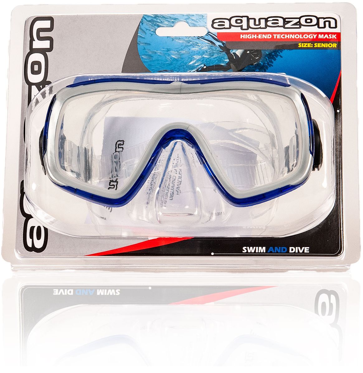 NIZZA, Schnorchelbrille für Erwachsene Tempered Glas, Silikon