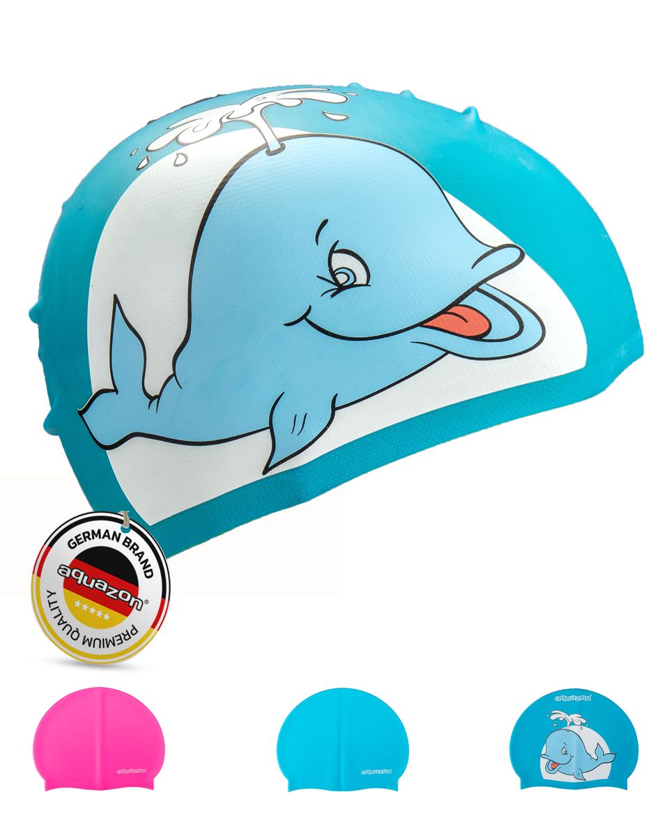 AQUAZON Premium Badekappe für Kinder, Jungen und Mädchen