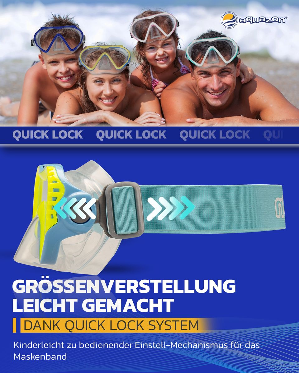 STARFISH Kinder Schnorchelbrille 7-12 Jahre mit innovativem Textil Kopfband