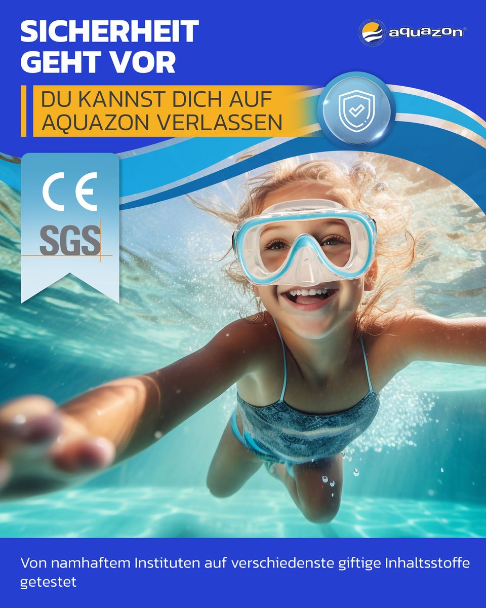 DOLPHIN, Schnorchelbrille für Kinder 7-12 Jahre, Tempered glas