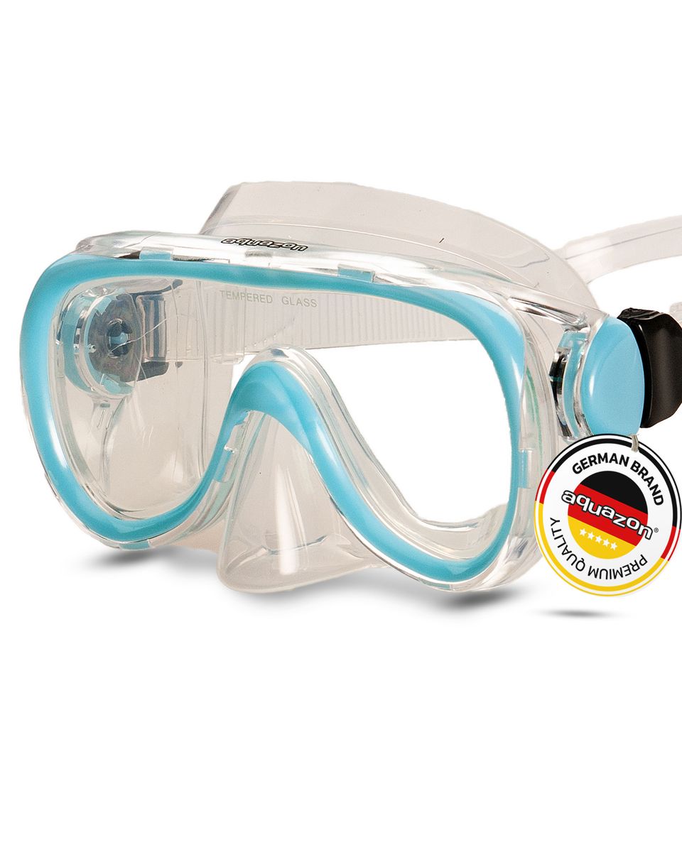 DOLPHIN, Schnorchelbrille für Kinder 7-12 Jahre, Tempered glas